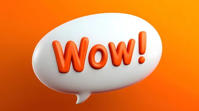 Auffälliges Orange-Weißes Wow-Symbol auf Hintergrund