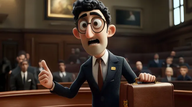 Aufgeregter Geschäftsmann im Gerichtssaal