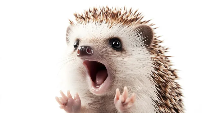 Aufgeregter Igel mit offenstehendem Mund