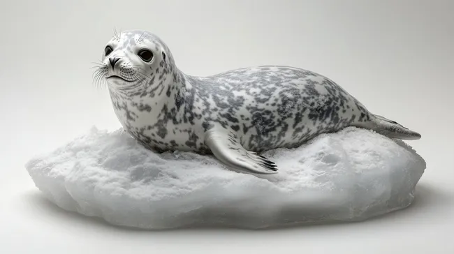 Aufmerksame Babyrobbe auf Eisscholle