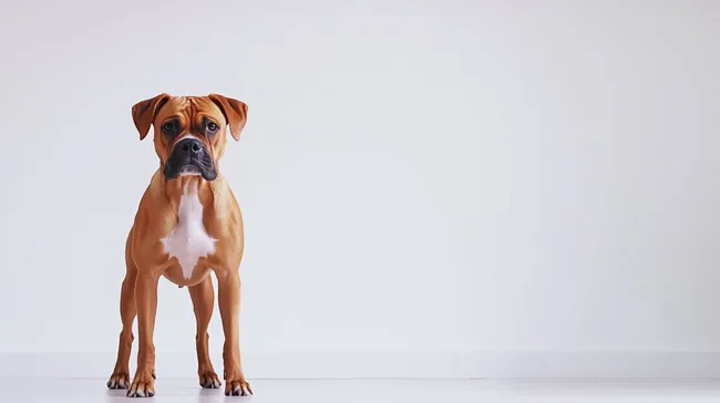 Aufmerksamer Boxerhund vor weißem Hintergrund