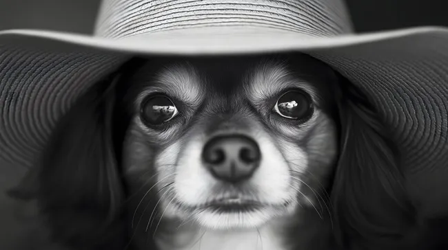 Aufmerksamer Chihuahua unter Cowboyhut