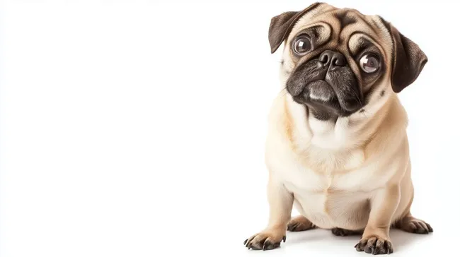 Aufmerksamer Mops mit großen Augen