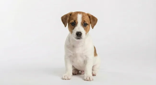 Aufmerksamer Welpe des Jack Russell Terriers