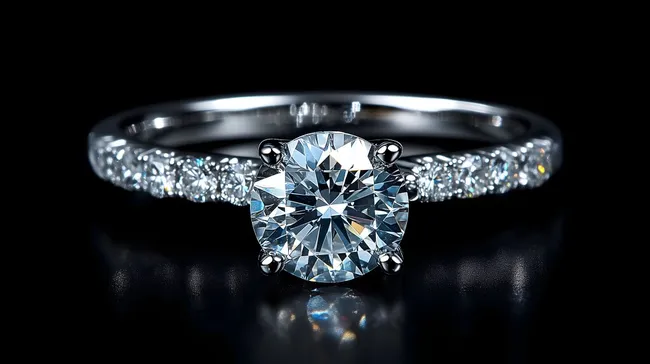 Aufwendiger Diamant-Verlobungsring auf schwarzem Hintergrund