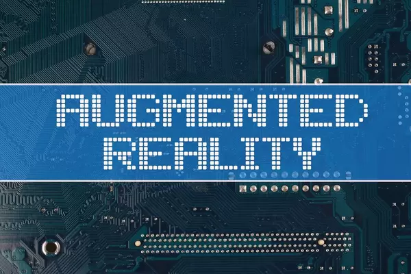 Augmented Reality text over electronic circuit board background