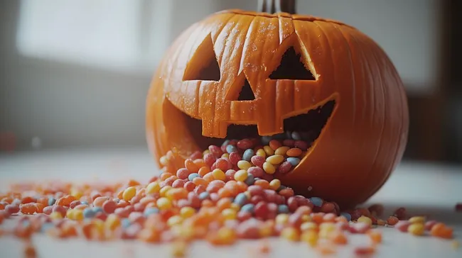 Ausgefallene Halloween-Dekoration mit Süßigkeiten