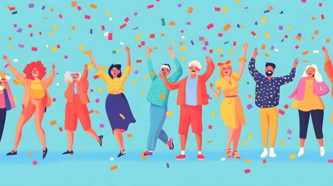 Ausgelassene Feier in leuchtenden Farben