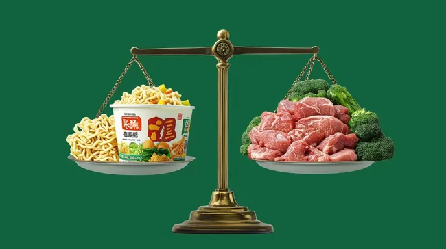 Ausgewogene Ernährung: Frische Zutaten in der Waage