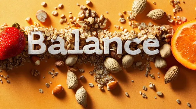 Ausgewogenes Ernährungskonzept mit Obst und Nüssen