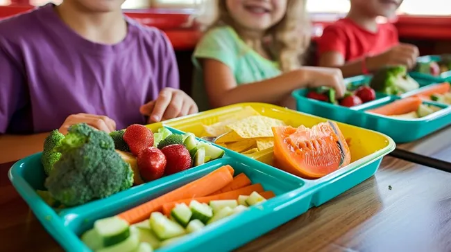 Ausgewogenes Mittagessen für Kinder in der Schule