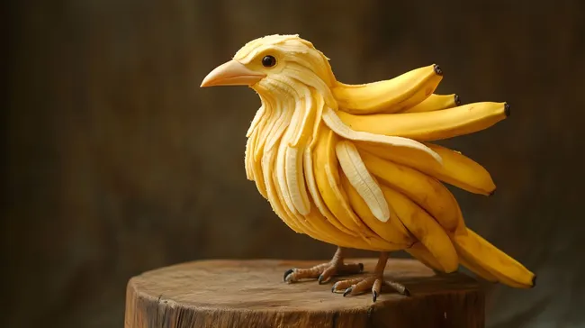 Außergewöhnliche Bananenkunst: Kreative Vogelstatue
