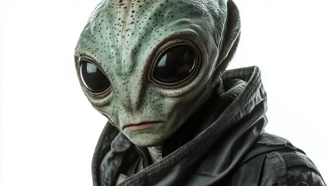 Außerirdischer Wesen mit großen Augen und grüner Haut