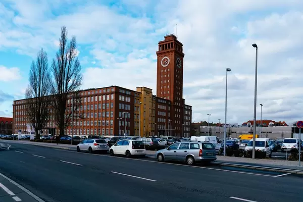 Authentic old building in Berlin with clock tower
