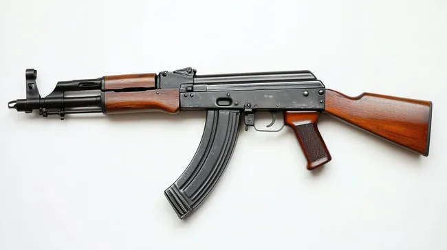 Authentisches Sturmgewehr AK-47 auf weißem Hintergrund