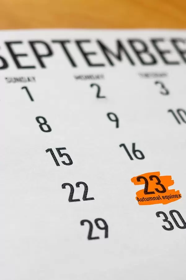 Autumnal Equinox 2019 - September 23, 2019, highlighted on white monthly Calendar