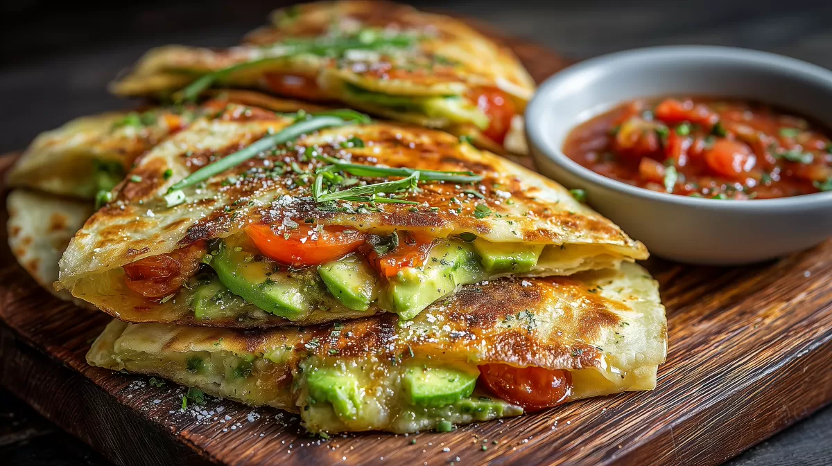 Avocado Quesadillas mit Tomaten und Salsa
