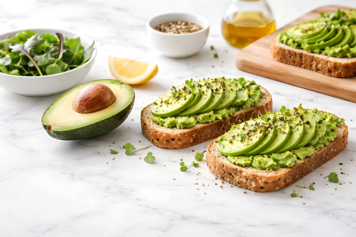 Avocado-Toast auf Vollkornbrot mit frischen Scheiben
