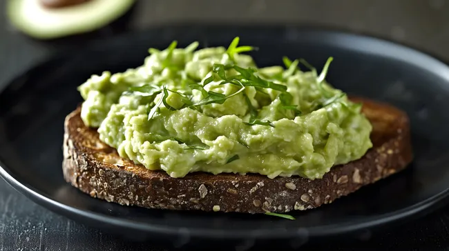 Avocado-Toast mit frischem Rucola und Vollkornbrot
