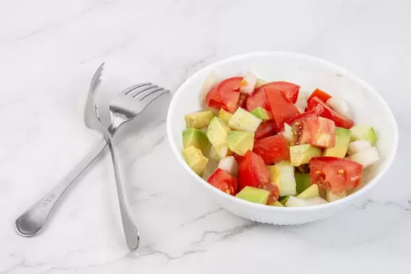 Avocado Tomato Onion and Cucumber Salad