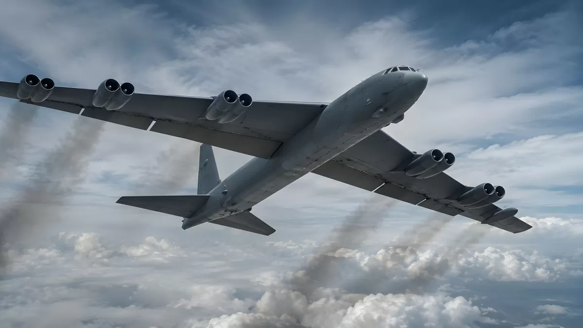 B-52 Stratofortress im Flug über Wolkendecke