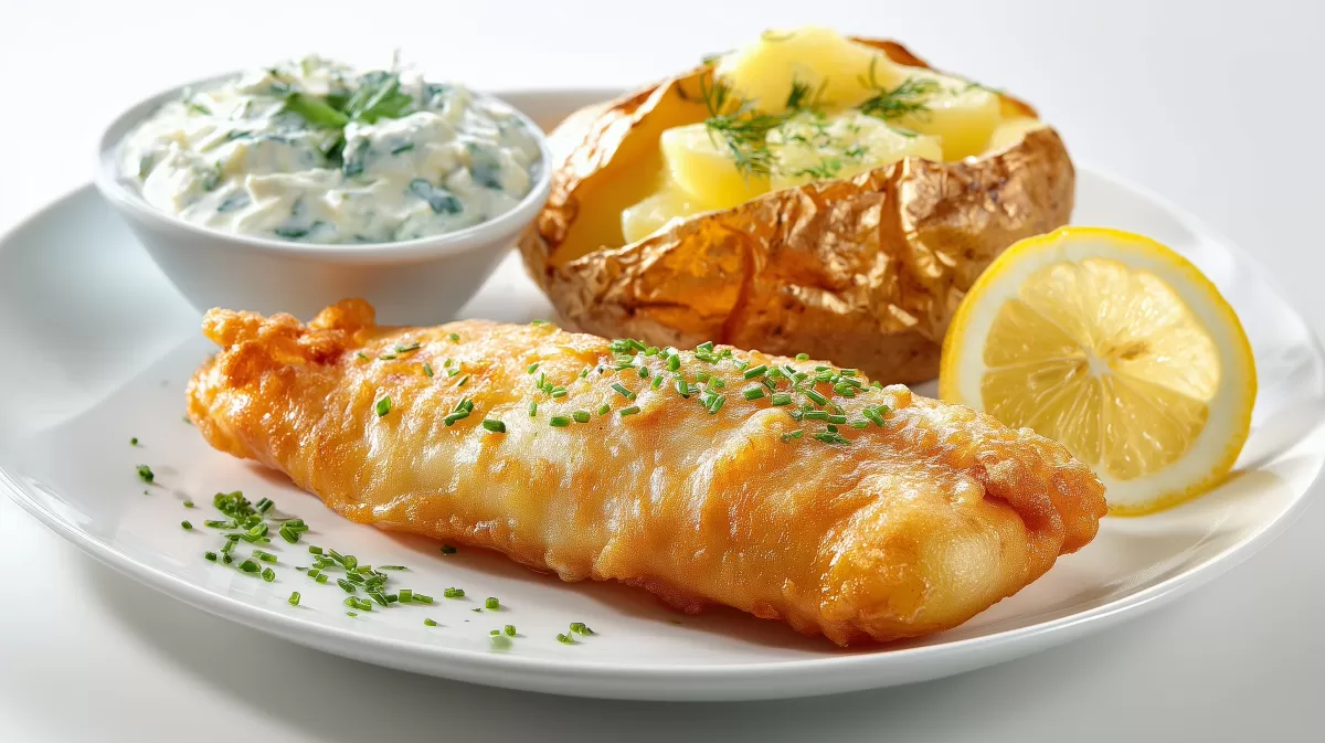 Backfisch mit Folienkartoffeln und Kräuterquark