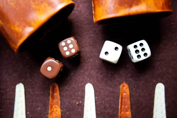 Backgammon dice and dice cups