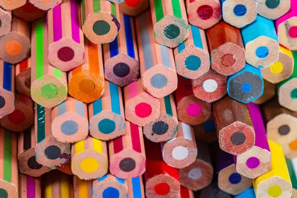 Background of many colored pencils