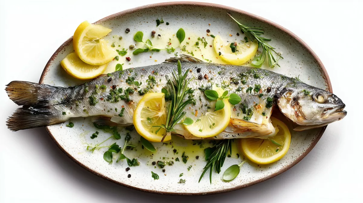 Backofen Forelle mit Zitrone und frischen Kräutern