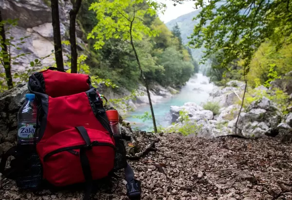 Backpacking in the mountains concept