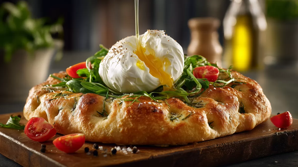 Bärlauch-Focaccia mit Burrata frisch belegt