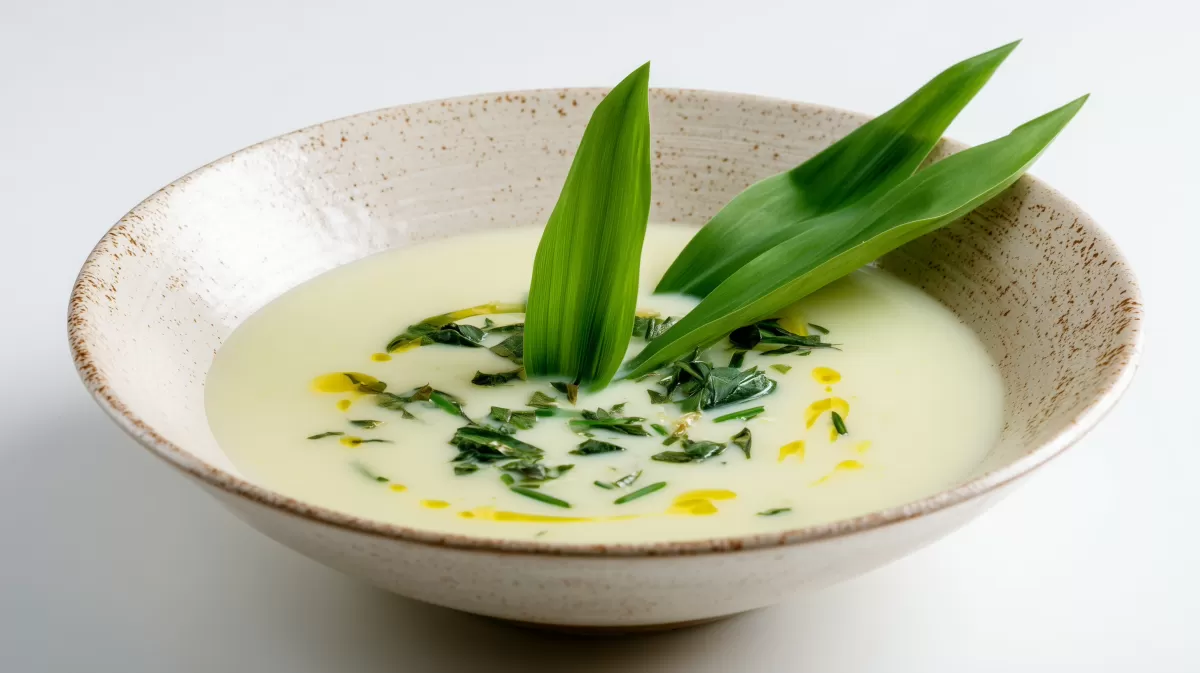 Bärlauch Kartoffel Suppe cremig in Keramikschale