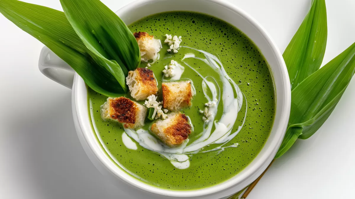 Bärlauch Kartoffel Suppe mit Croutons und Sahne