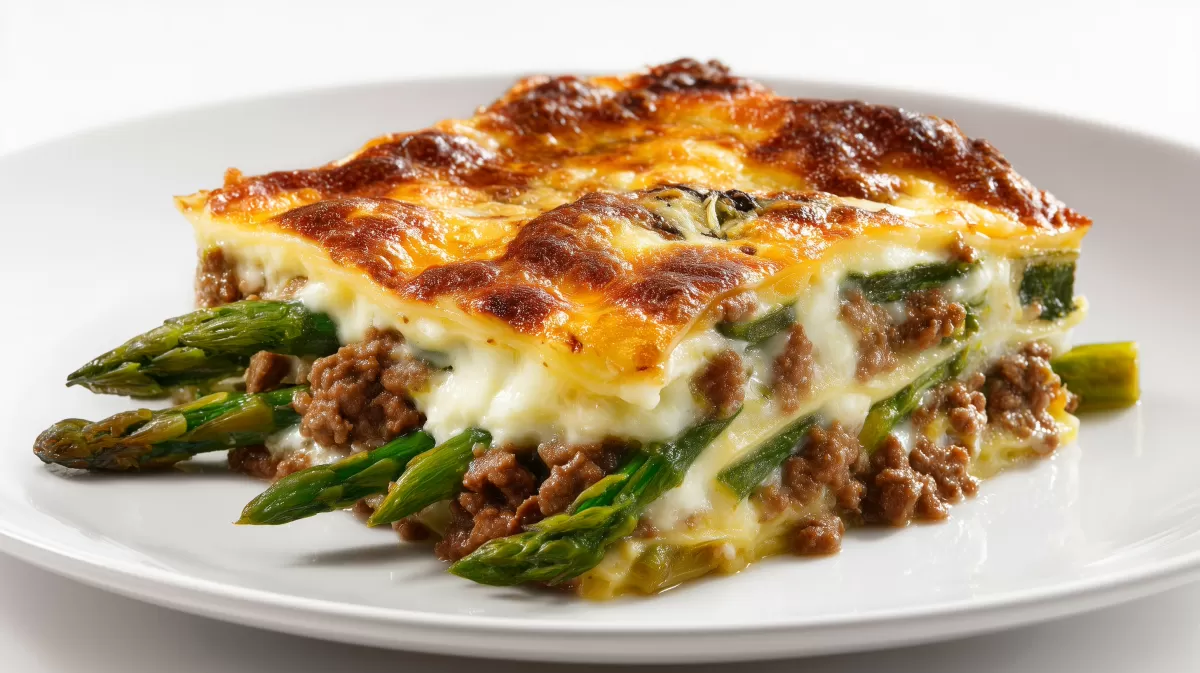Bärlauch Spargel Lasagne mit Dinkel frisch gebacken