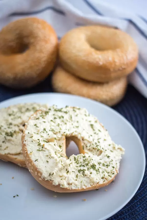 Bagel with Cream Cheese  Top View  Flip 2019