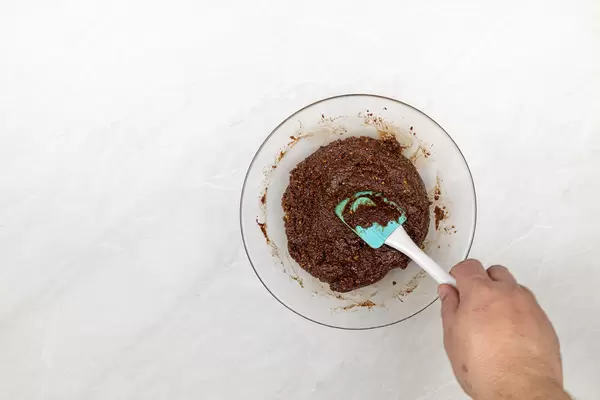 Bajadera cake mixture in the bowl with copy space