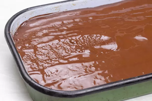 Bajadera cake with melted chocolate topping