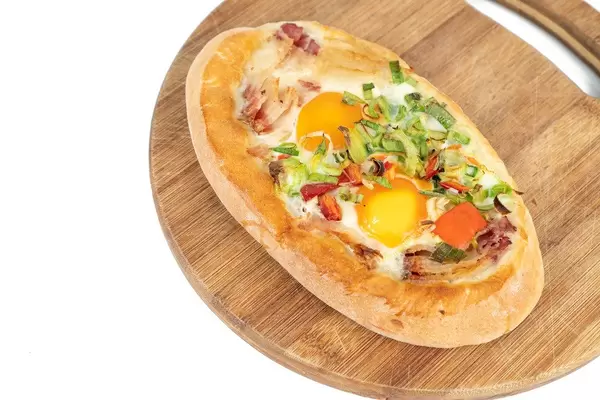 Baked Bread with Eggs and Onions