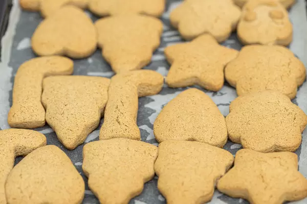 Baked Christmas cookies with cookie templates