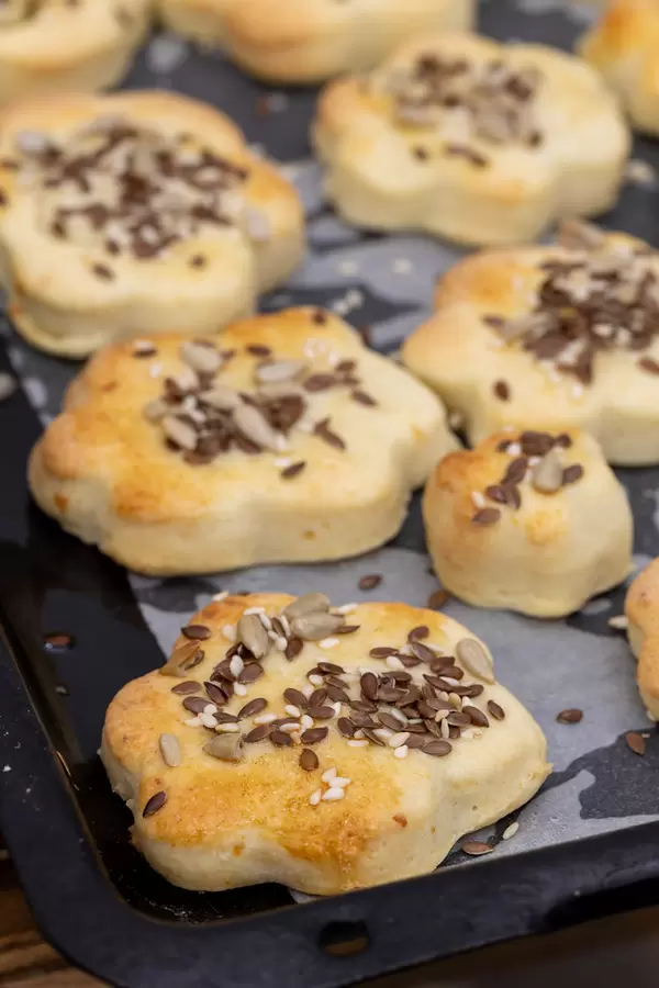 Baked Dough pastries with Flax Sunflower and Sesame Seeds