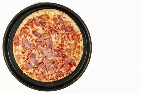 Baked Pizza with Ham and Copy Space (Flip 2019)