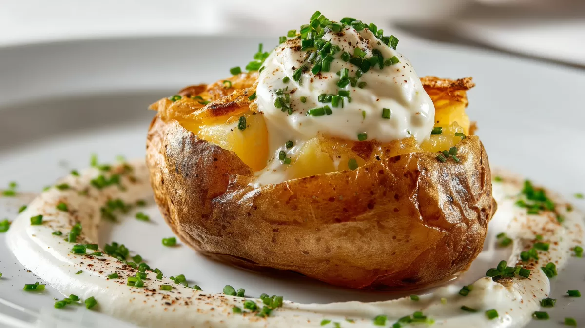 Baked Potato Ofen Kartoffeln mit Sauerrahm und Schnittlauch