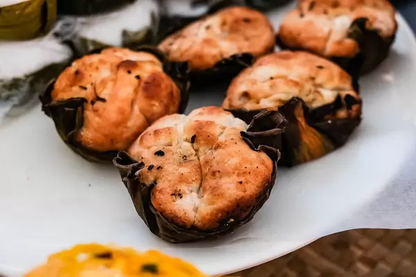 Baked rice cake bokeh shot