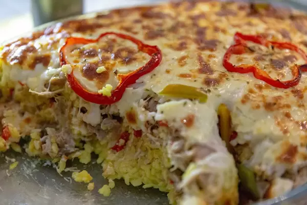 Baked rice casserole with bellpepper