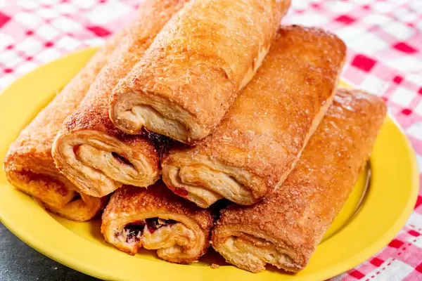 Baked strudel on a plate