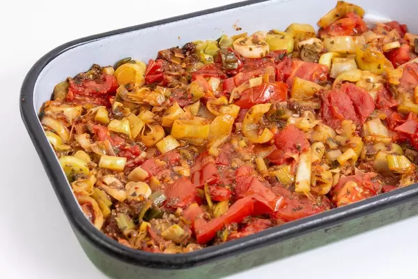 Baked Tomato Onions Paprika and other vegetables