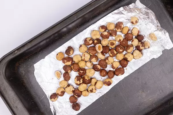 Baking Hazelnuts in the baking tray