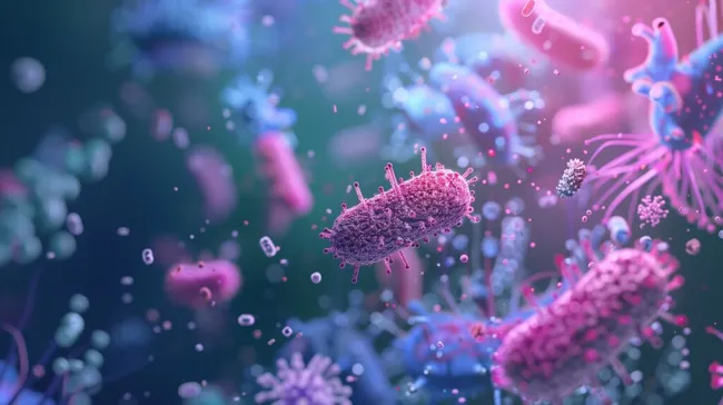 Bakterielle Mikroorganismen unter dem Mikroskop