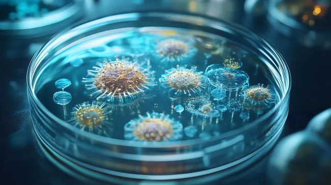 Bakterienkulturen unter dem Mikroskop