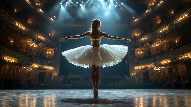 Ballerina im Rampenlicht des Theaters